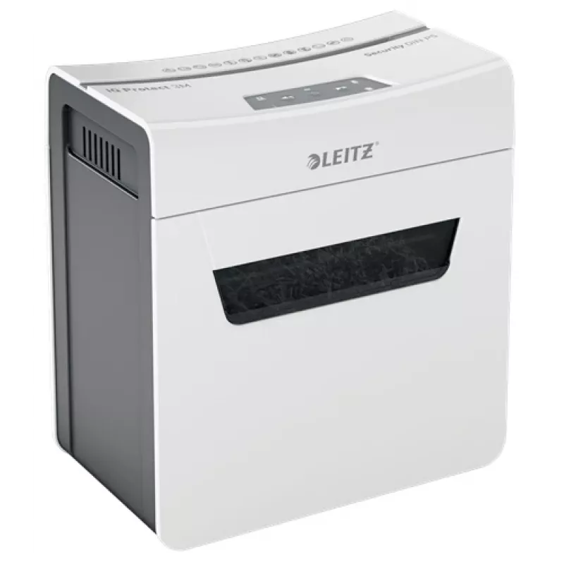 Leitz IQ Protect Premium popieriaus smulkintuvas 3M P5, mikro pjovimo, 2 x 15 mm, 10 l, 125 lapai, 55 dB, jutiklinis