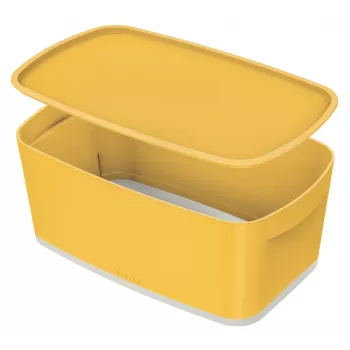 Leitz MyBox Cosy Small su dangčiu, laikymo dėžė, laikymo dėžė, geltona, stačiakampė, plastikinė, vienspalvė, geltona
