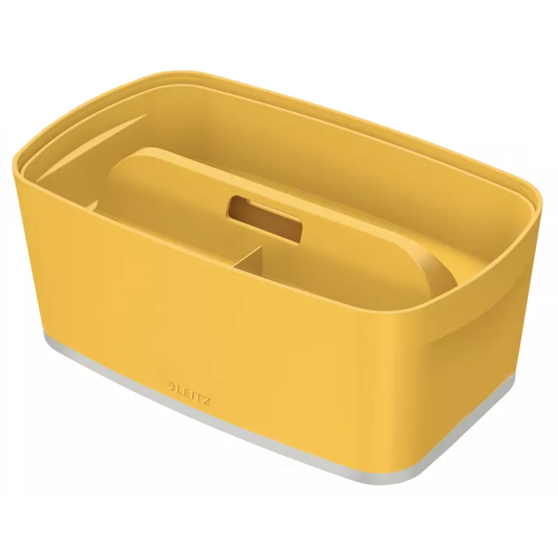 Leitz MyBox Cosy Small su dangčiu, laikymo dėžė, laikymo dėžė, geltona, stačiakampė, plastikinė, vienspalvė, geltona