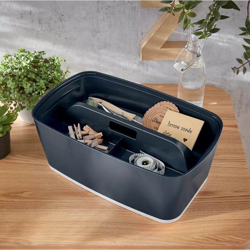 Leitz MyBox Cosy Organiser Tray su rankena, mažas, saugojimo, Pilka, Plastikas, 307 mm, 181 mm, 56 mm, 300 g