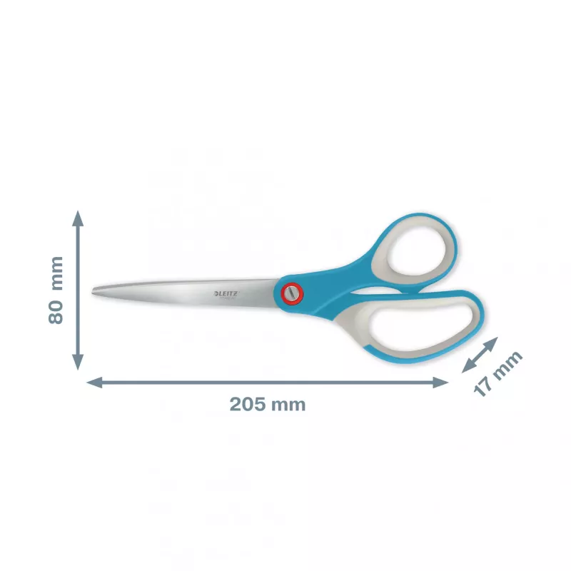 Leitz Cosy Titanium Office Scissors 205 mm, suaugusiems, tiesus pjūvis, viengubos, mėlynos, nerūdijantis plienas, biuro žirklės