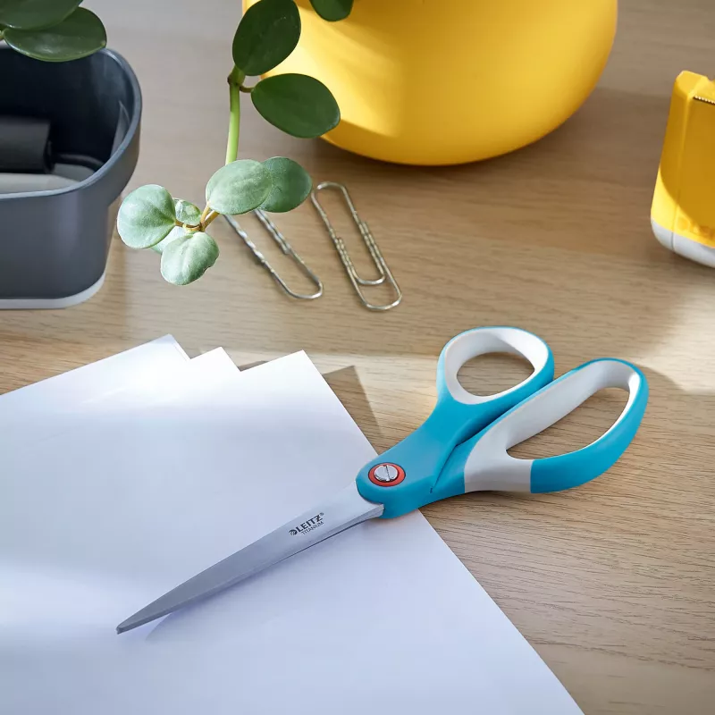 Leitz Cosy Titanium Office Scissors 205 mm, suaugusiems, tiesus pjūvis, viengubos, mėlynos, nerūdijantis plienas, biuro žirklės