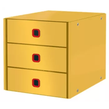 Leitz Click & Store Cosy stalčių spintelė (3 stalčiai), geltona, kartonas, 286 mm, 358 mm, 282 mm