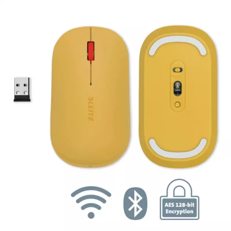 „Leitz Cosy“ belaidė pelė, abiem rankoms tinkama, RF belaidis + Bluetooth, 4000 DPI, oranžinė