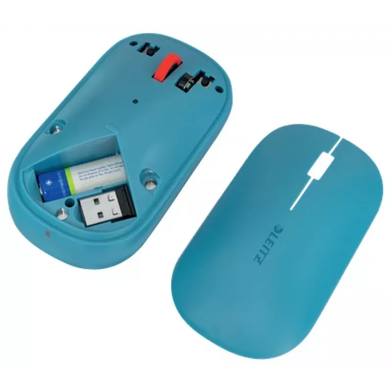 „Leitz Cosy“ belaidė pelė, abiem rankoms tinkama, RF belaidis + „Bluetooth“, 4000 DPI, mėlyna