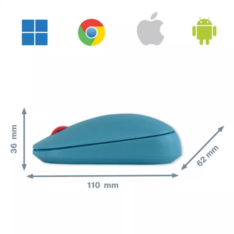 „Leitz Cosy“ belaidė pelė, abiem rankoms tinkama, RF belaidis + „Bluetooth“, 4000 DPI, mėlyna