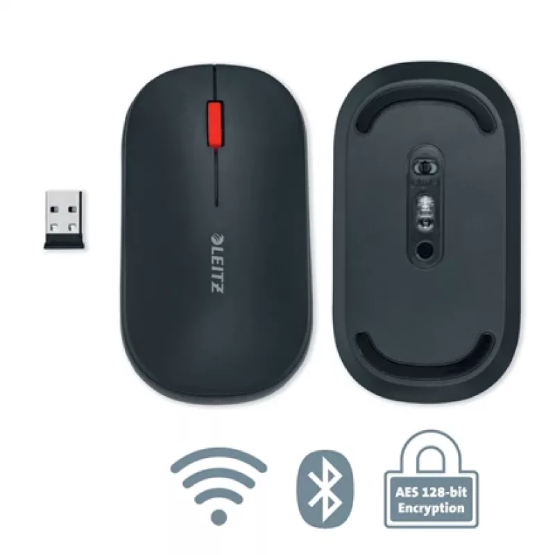 Leitz Cosy belaidė pelė, abiem rankoms tinkama, radijo dažnio belaidis + Bluetooth, 4000 DPI, pilka