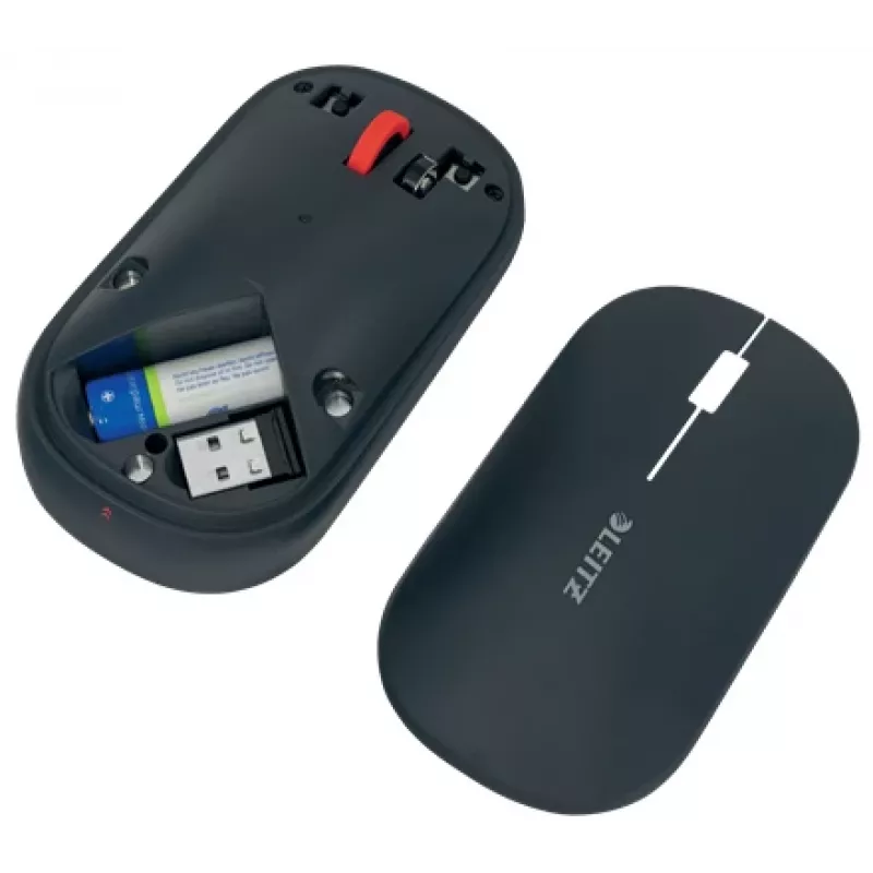 Leitz Cosy belaidė pelė, abiem rankoms tinkama, radijo dažnio belaidis + Bluetooth, 4000 DPI, pilka