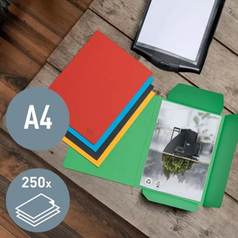Leitz Recycle Card 3-Flap Folder, Įprastas dokumentų segtuvas, A4, Kartonas, Raudona, 250 lapų, 80 g/m²