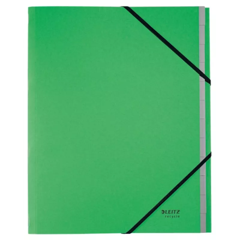 Leitz Recycle Card Divider Book, Tradicinis dokumentų segtuvas, A4, Kartonas, Žalia, 430 g/m², Elastinė juosta