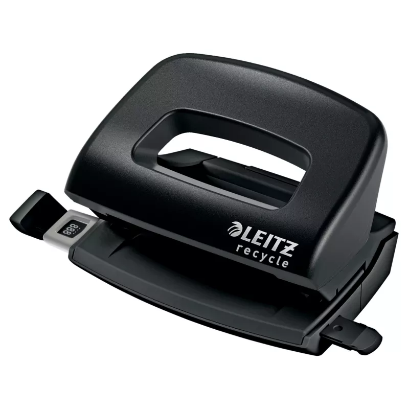 Leitz NeXXt Recycle Mini Hole Punch, 10 lapų, juodas, plastikinis, 8 cm, 5.5 mm, A4