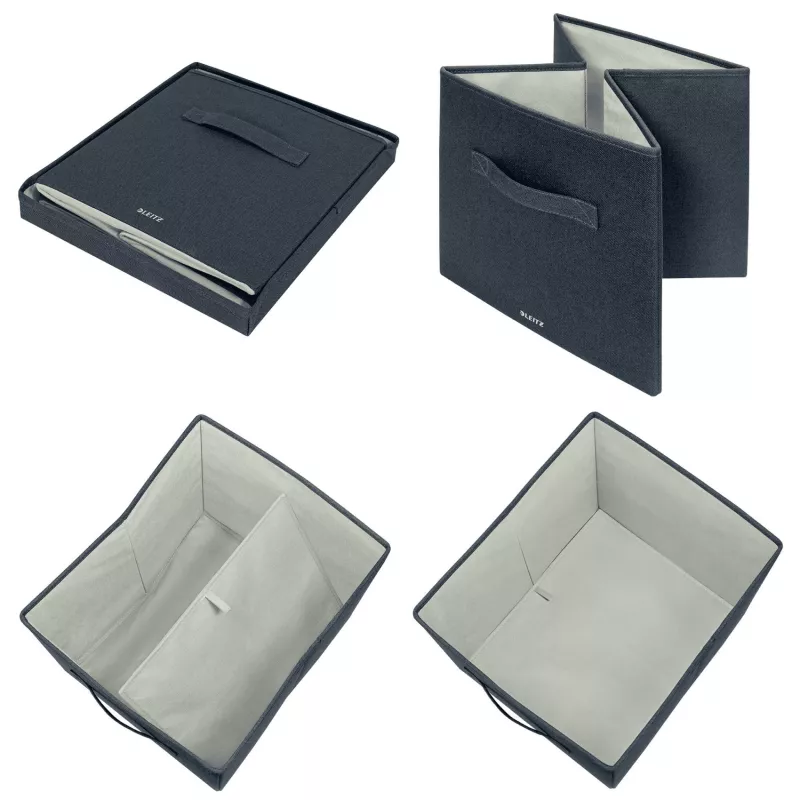 “Leitz” medžiaginė dėžė su dangčiu, didelė, 2 vnt. pakuotėje, pilka, medžiaga, 330 mm, 380 mm, 325 mm, 1,24 kg