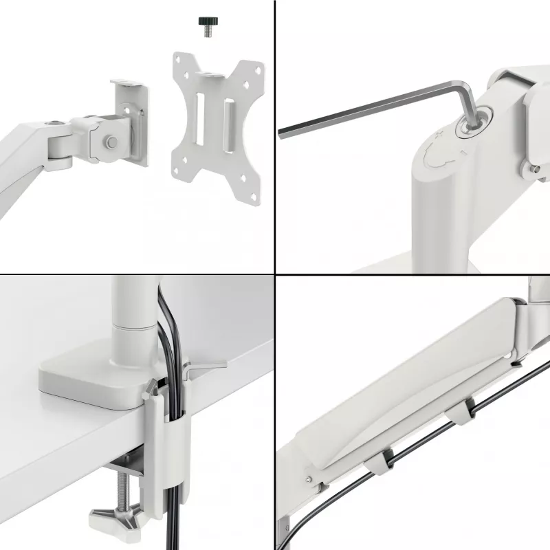 Leitz Ergo vietą taupanti dviguba monitoriaus rankenėlė, spaustuvas / kiauryminis tvirtinimas, 18 kg, 43,2 cm (17 col.), 81,3 cm (32 col.), 100 x 100 mm, Pilka