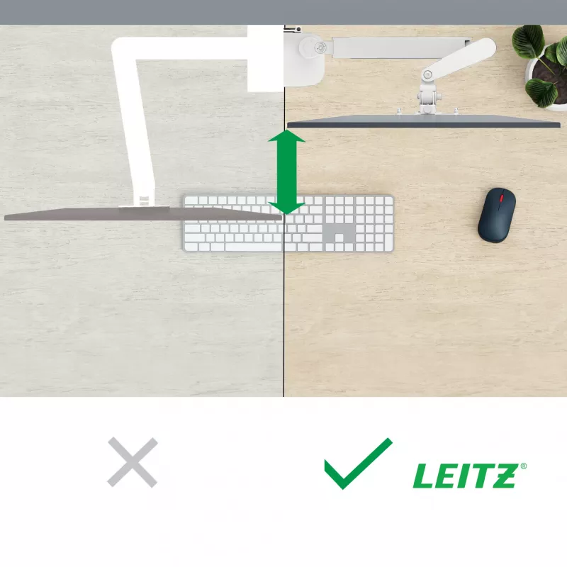 Leitz Ergo Space Saving dvigubas monitoriaus ir nešiojamojo kompiuterio stovas, spaustukas/priveržimas, 9 kg, 33 cm (13 colių), 81.3 cm (32 colių), 100 x 100 mm, pilkas