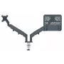 Leitz Ergo Space Saving dvigubas monitoriaus ir nešiojamojo kompiuterio stovas, spaustuvas / kiauryminis, 18 kg, 43,2 cm (17 colių), 81,3 cm (32 colių), 100 x 100 mm, tamsiai pilkas