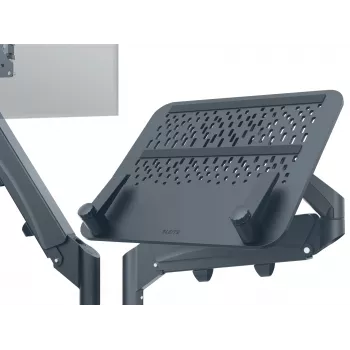Leitz Ergo Space Saving dvigubas monitoriaus ir nešiojamojo kompiuterio stovas, spaustuvas / kiauryminis, 18 kg, 43,2 cm (17 colių), 81,3 cm (32 colių), 100 x 100 mm, tamsiai pilkas