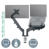 Leitz Ergo Space Saving dvigubas monitoriaus ir nešiojamojo kompiuterio stovas, spaustuvas / kiauryminis, 18 kg, 43,2 cm (17 colių), 81,3 cm (32 colių), 100 x 100 mm, tamsiai pilkas
