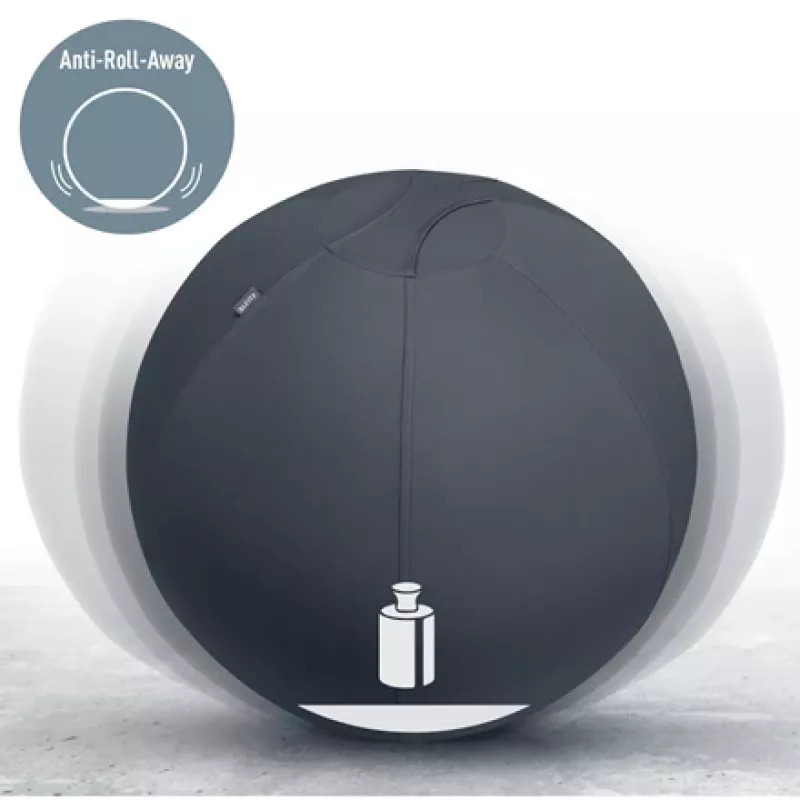 „Leitz Ergo“ aktyvus sėdėjimo kamuolys su stabdymo funkcija 65 cm, pilkas, pilno dydžio, 150 kg, TÜV, 65 cm, 2,87 kg