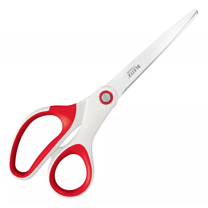 Leitz WOW Titanium Office Scissors 205 mm, Adult, Straight cut, Single, Red, White, Nerūdijantis plienas, Office scissors