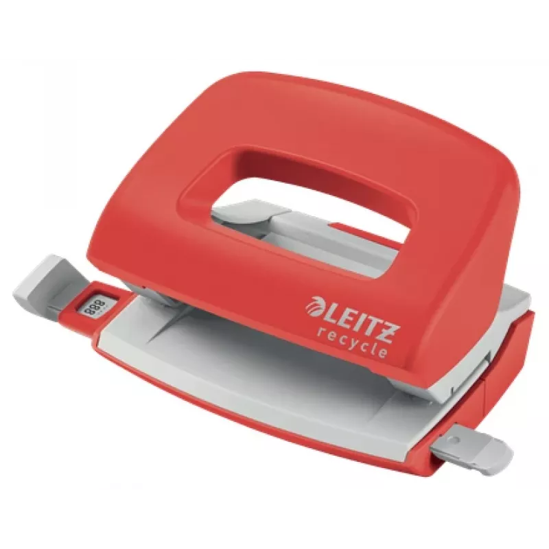 Leitz NeXXt Recycle Mini skylamušis, 10 lapų, raudonas, plastikinis, 8 cm, 5,5 mm, A4, A5, A6, Folio, US-Quart, 8 x 8 x 8 cm
