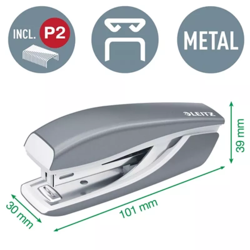 Leitz segiklio ir skylamušio rinkinys Mini WOW, 10 lapų, raudoni, P2, metaliniai, 80 g/m², 3,5 cm