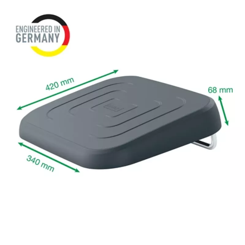 Leitz Ergo reguliuojama stalo kojų atrama, 80% perdirbto plastiko, pilka, perdirbtas plastikas, 34 cm, 42 cm, 340 mm, 420 mm