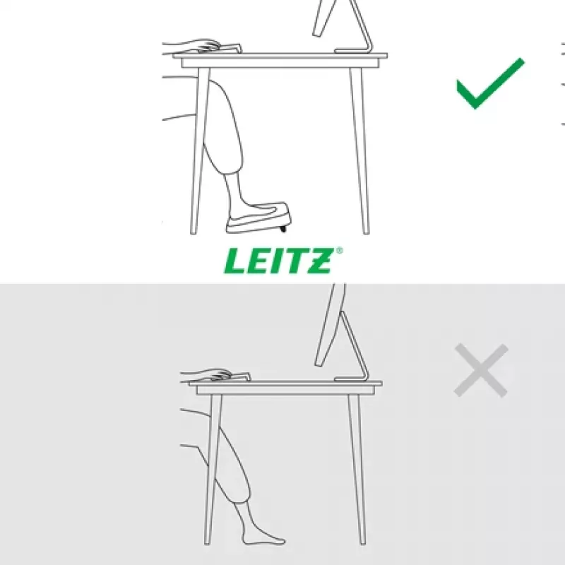 Leitz Ergo reguliuojama stalo kojų atrama, 80% perdirbto plastiko, pilka, perdirbtas plastikas, 34 cm, 42 cm, 340 mm, 420 mm