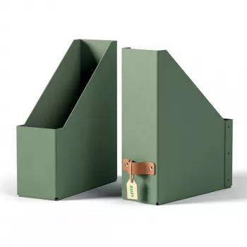 Leitz Puro žurnalų dėklas, 100 % perdirbtas kartonas, 2 vnt. pakuotėje, žalias, kartonas, 100 mm, 260 mm, 310 mm, 310 g