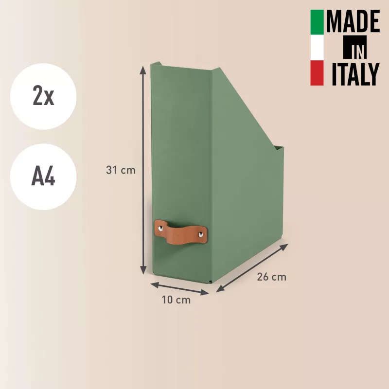 Leitz Puro žurnalų dėklas, 100 % perdirbtas kartonas, 2 vnt. pakuotėje, žalias, kartonas, 100 mm, 260 mm, 310 mm, 310 g