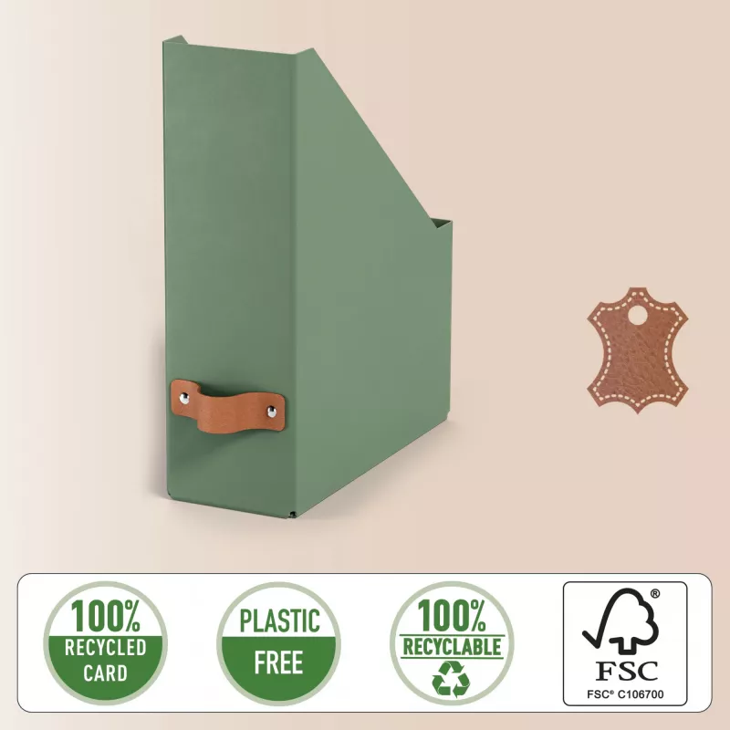 Leitz Puro žurnalų dėklas, 100 % perdirbtas kartonas, 2 vnt. pakuotėje, žalias, kartonas, 100 mm, 260 mm, 310 mm, 310 g