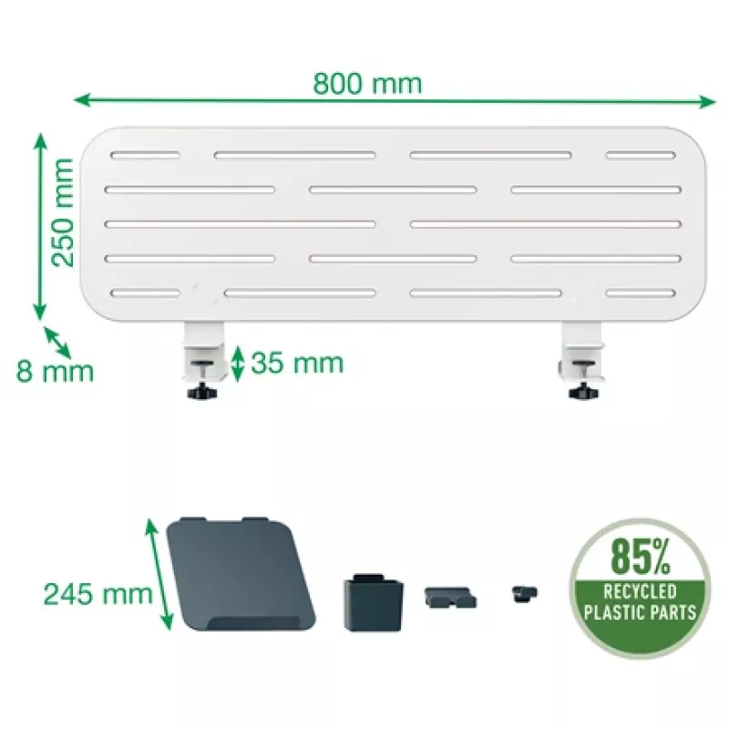 Leitz Ergo lentinio kaištelių skydelio stalo organizatorius su nešiojamojo kompiuterio laikikliu, 80x25 cm