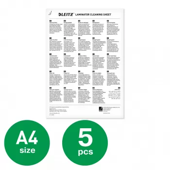 Leitz Premium A3/A4 laminavimo valymo lakštai, pakuotėje 5 vnt., 210 mm, 297 mm, 5 vnt.