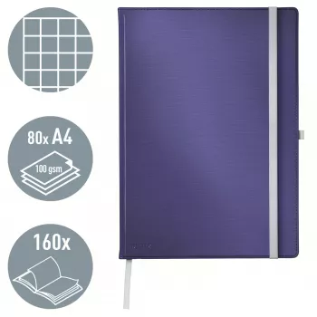 Leitz Style sąsiuvinis A4 languotas su kietu viršeliu, Vienspalvis, Mėlynas, A4, 80 lapų, 100 g/m², Languotas popierius