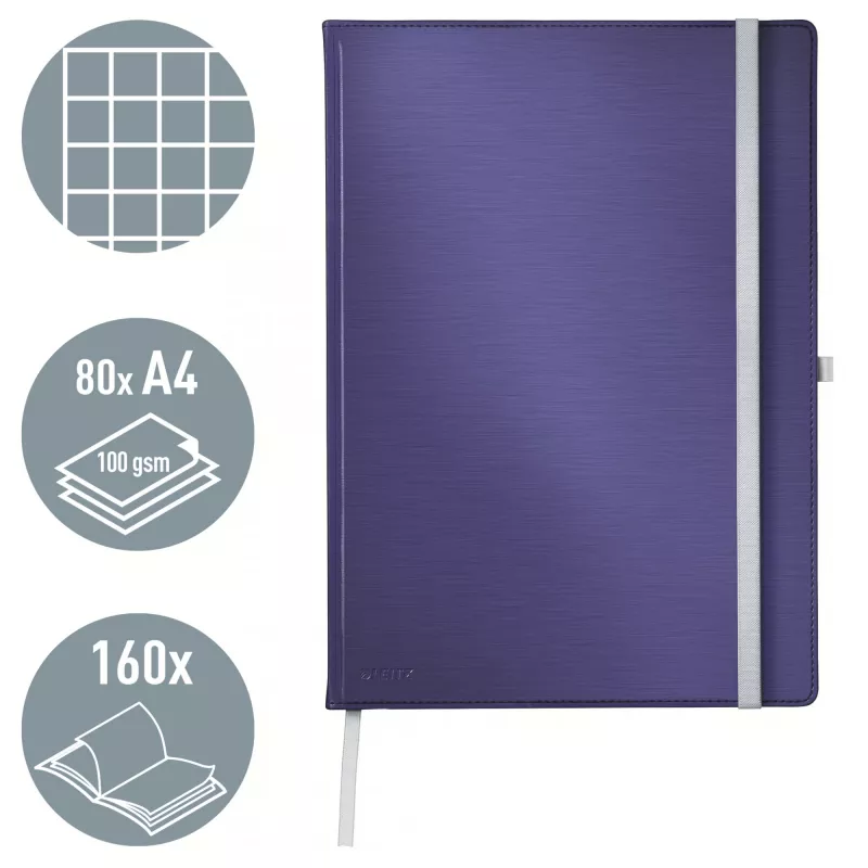 Leitz Style sąsiuvinis A4 languotas su kietu viršeliu, Vienspalvis, Mėlynas, A4, 80 lapų, 100 g/m², Languotas popierius