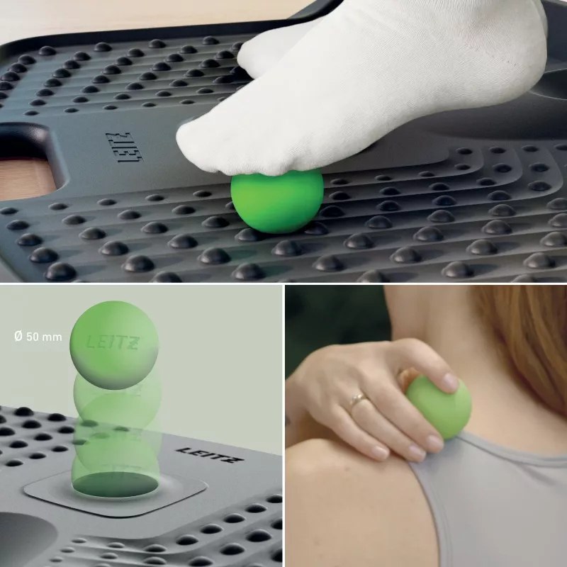 Leitz Ergo Active ergonominis nuovargį mažinantis stovėjimo kilimėlis, Stačiakampis, Juodas, Poliuretanas, Burbuliukai, Kinija, 605 x 681 mm