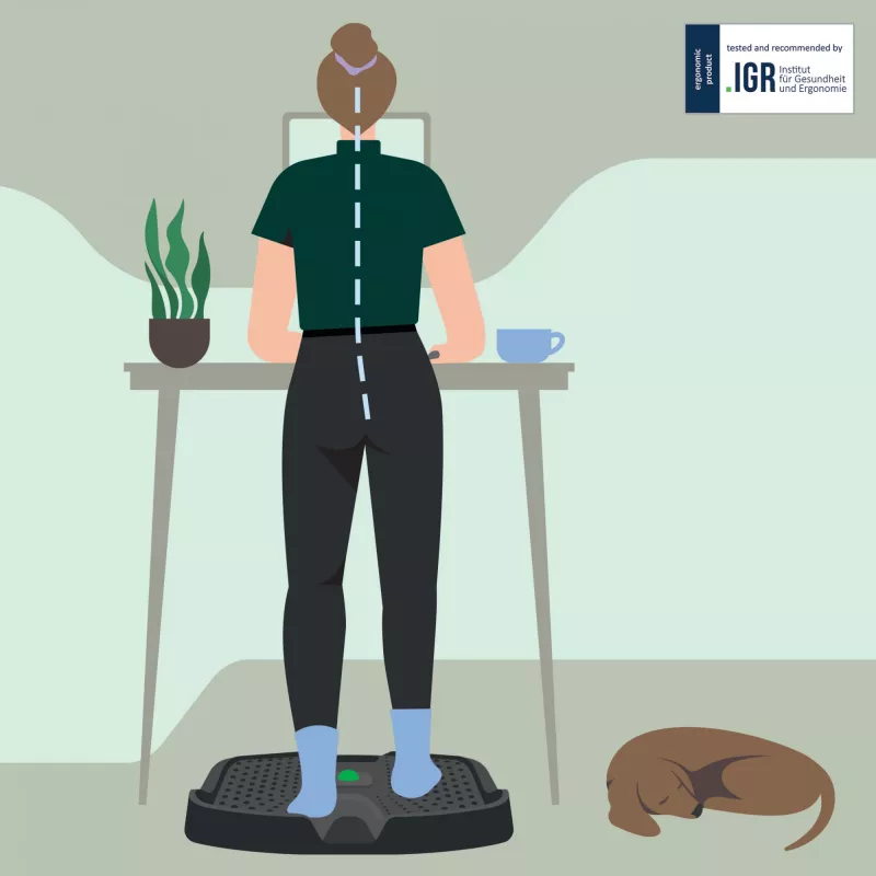 Leitz Ergo Active ergonominis nuovargį mažinantis stovėjimo kilimėlis, Stačiakampis, Juodas, Poliuretanas, Burbuliukai, Kinija, 605 x 681 mm