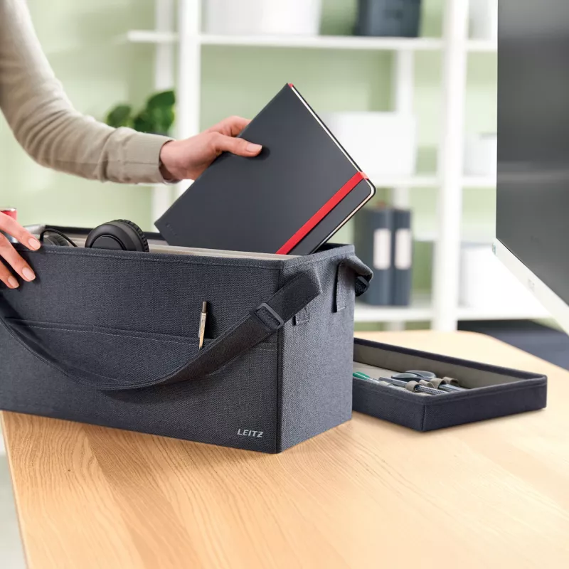 Leitz Fabric Hot Desking Work Bag su dangčiu, daiktadėžė, pilka, stačiakampė, medžiaginė, vienspalvė, unisex