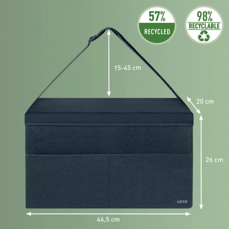 Leitz Fabric Hot Desking Work Bag su dangčiu, daiktadėžė, pilka, stačiakampė, medžiaginė, vienspalvė, unisex