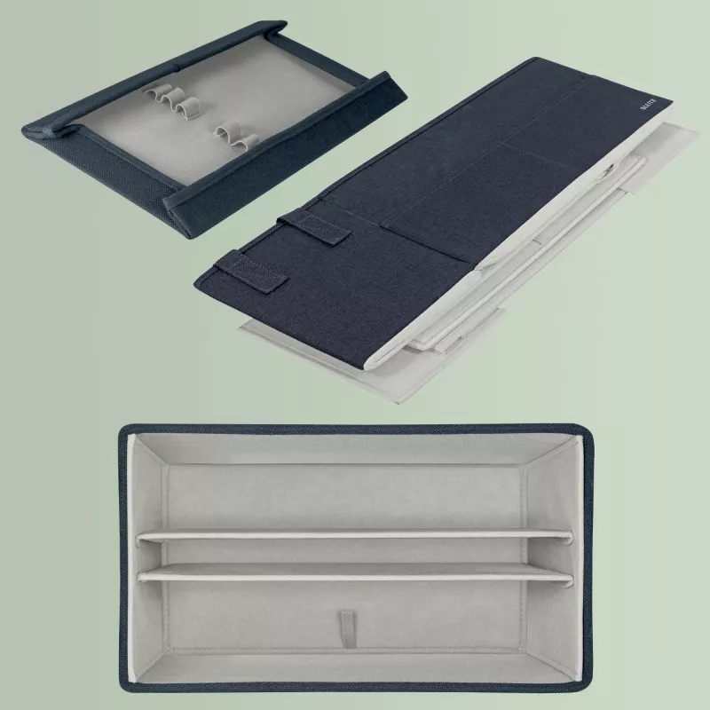 Leitz Fabric Compact Hot Desking Work Bag su dangčiu, laikymo krepšys, pilkas, stačiakampis, audinys, vienspalvis, suaugusiems