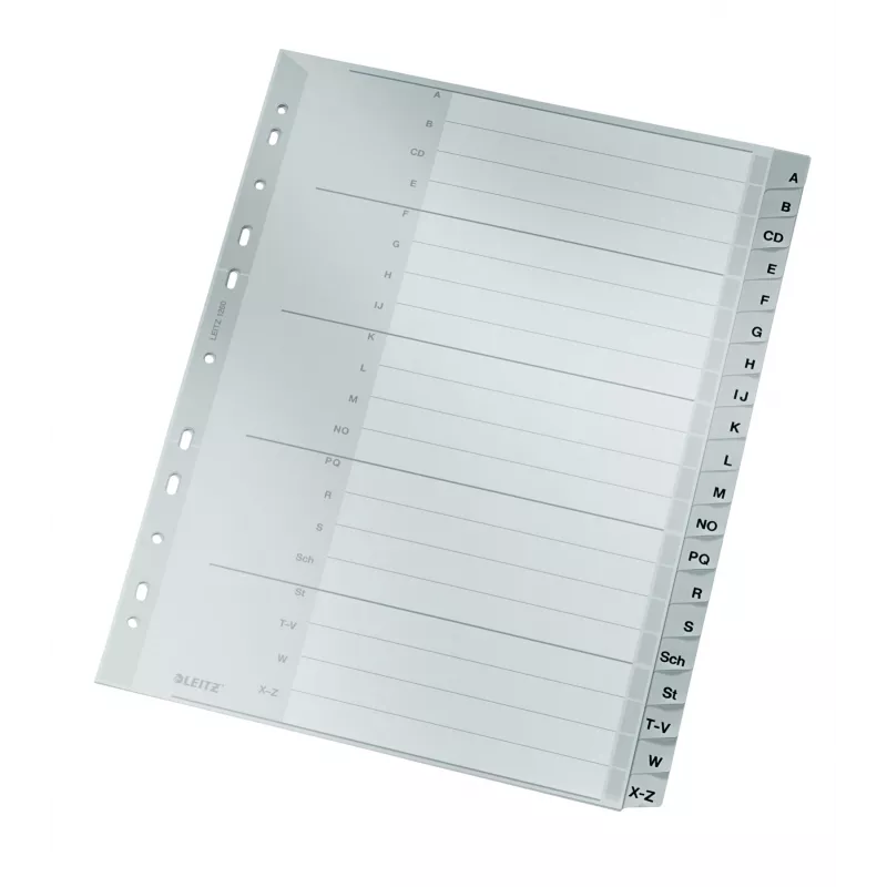 Leitz 12600000 abėcėlinis skirtukas Kartonas Pilka