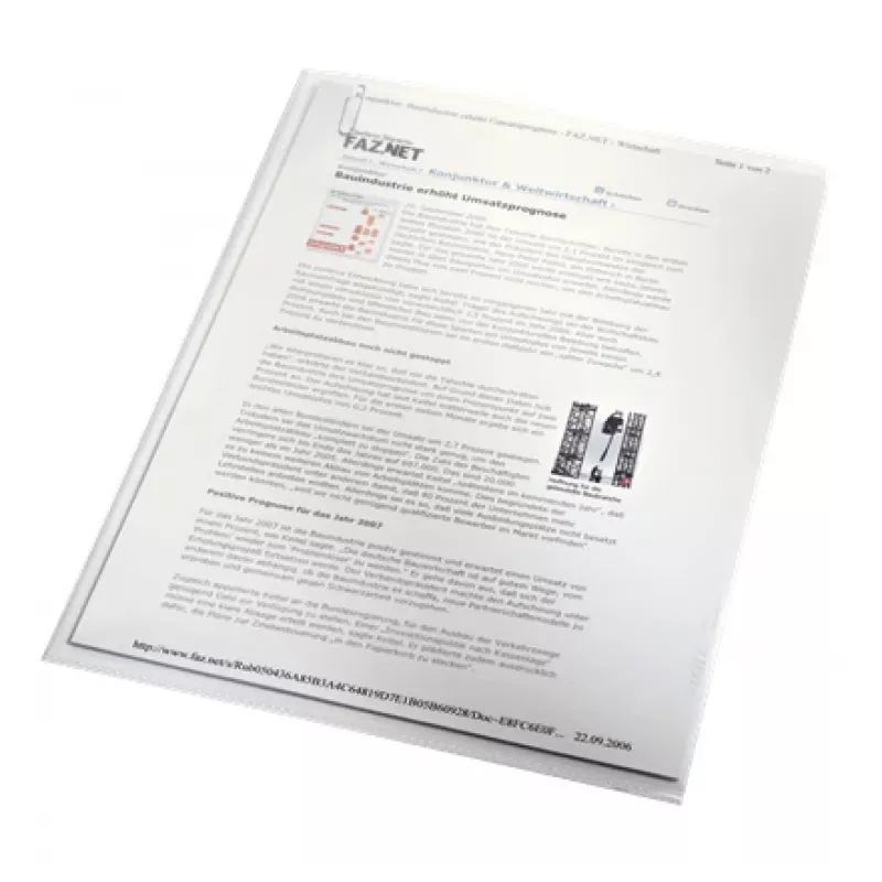 LEITZ Punched Pockets Standard, A4, PP, grūdėti, 0,13 mm, atviri viršuje ir šone, apsaugantys dokumentus (4000-00-03)