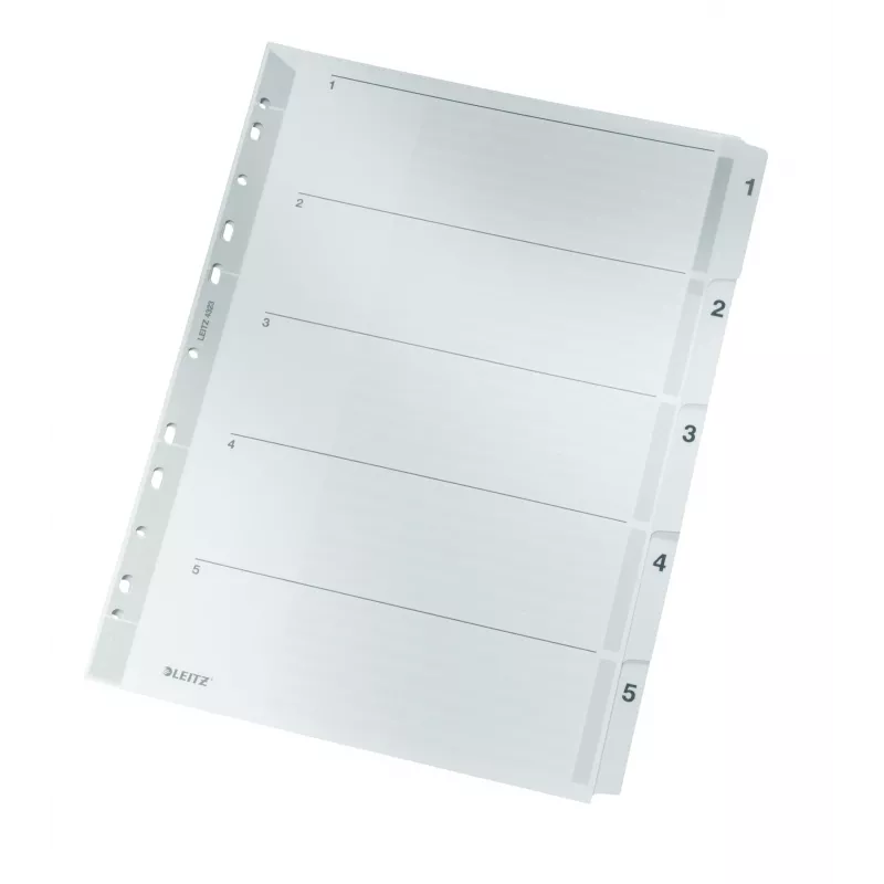 Leitz 43230000 skirtukai Skaitiniai skirtukai Kartonas, Plastikas Pilka