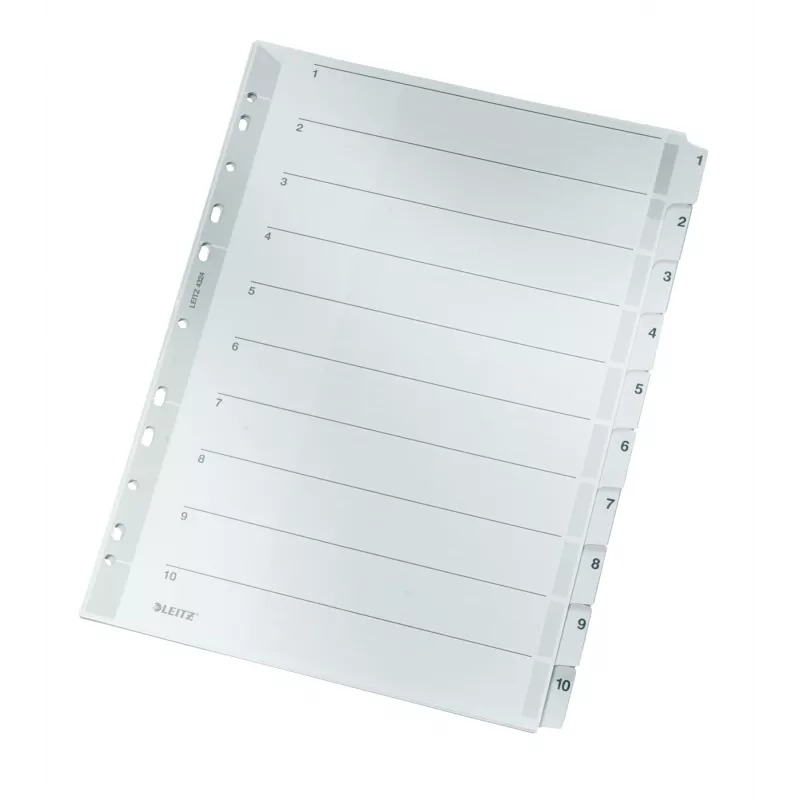 Leitz 43240000 rodyklių kortelė Skaitmeninė rodyklių kortelė Kartonas, Plastikas Pilka