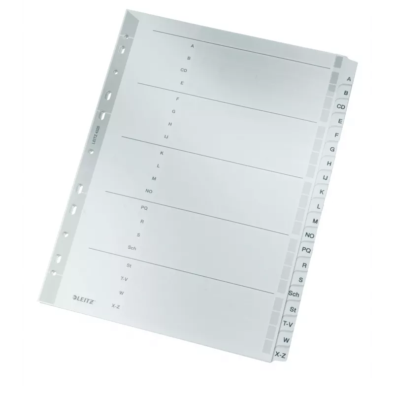 Leitz 43280000 abėcėlinis skirtukų rodyklė Kartoninis Pilka