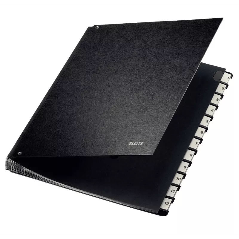 Leitz stalo tvarkyklė 1-12 A4, juoda, kartoninė, A4, 270 mm, 345 mm, 650 g