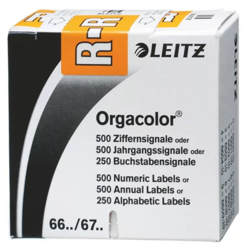 Leitz Orgacolor lipnios etiketės, suapvalintas stačiakampis, oranžinė