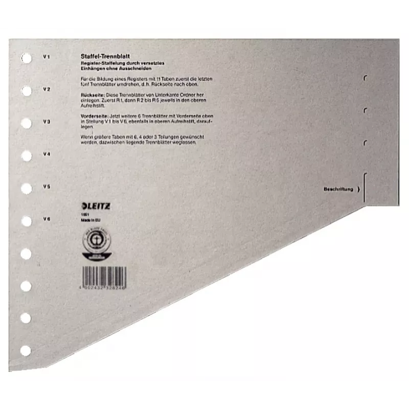 Leitz 16510085 skirtukas Tuščias skirtukas Kartonas Pilka