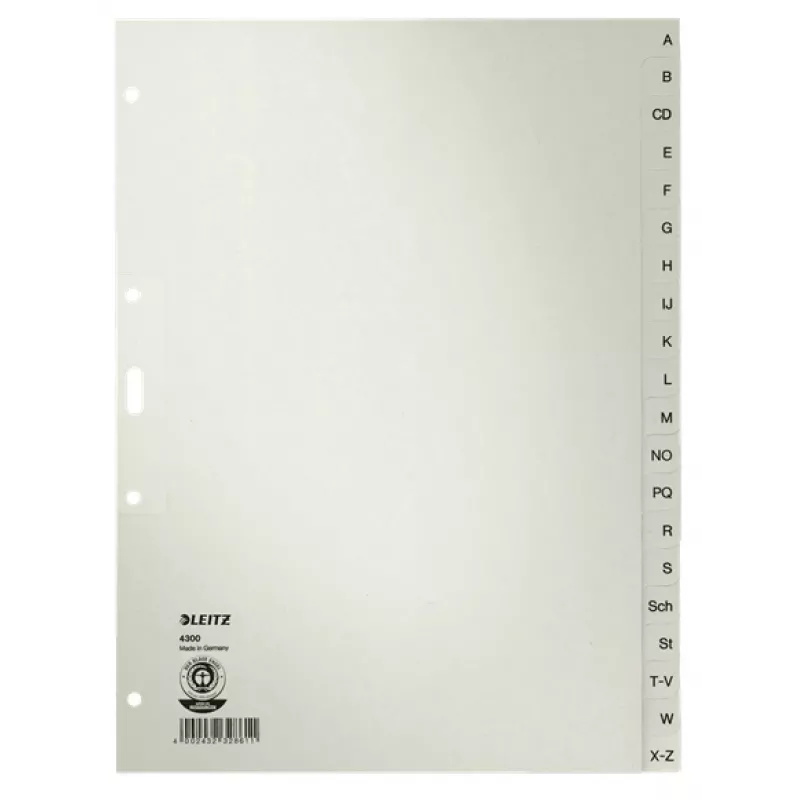 Leitz 43000085 abėcėlinis skirtukas Pilkas
