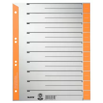 Leitz 16520045 skirtukų rodyklė Skaitmeninė skirtukų rodyklė Kartonas Pilka, oranžinė