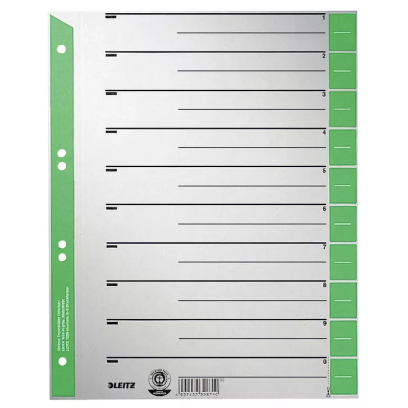 “Leitz” 16520055 skiriamasis skirtukas Skaitmeninis skirtukas Kartonas Žalia, Pilka
